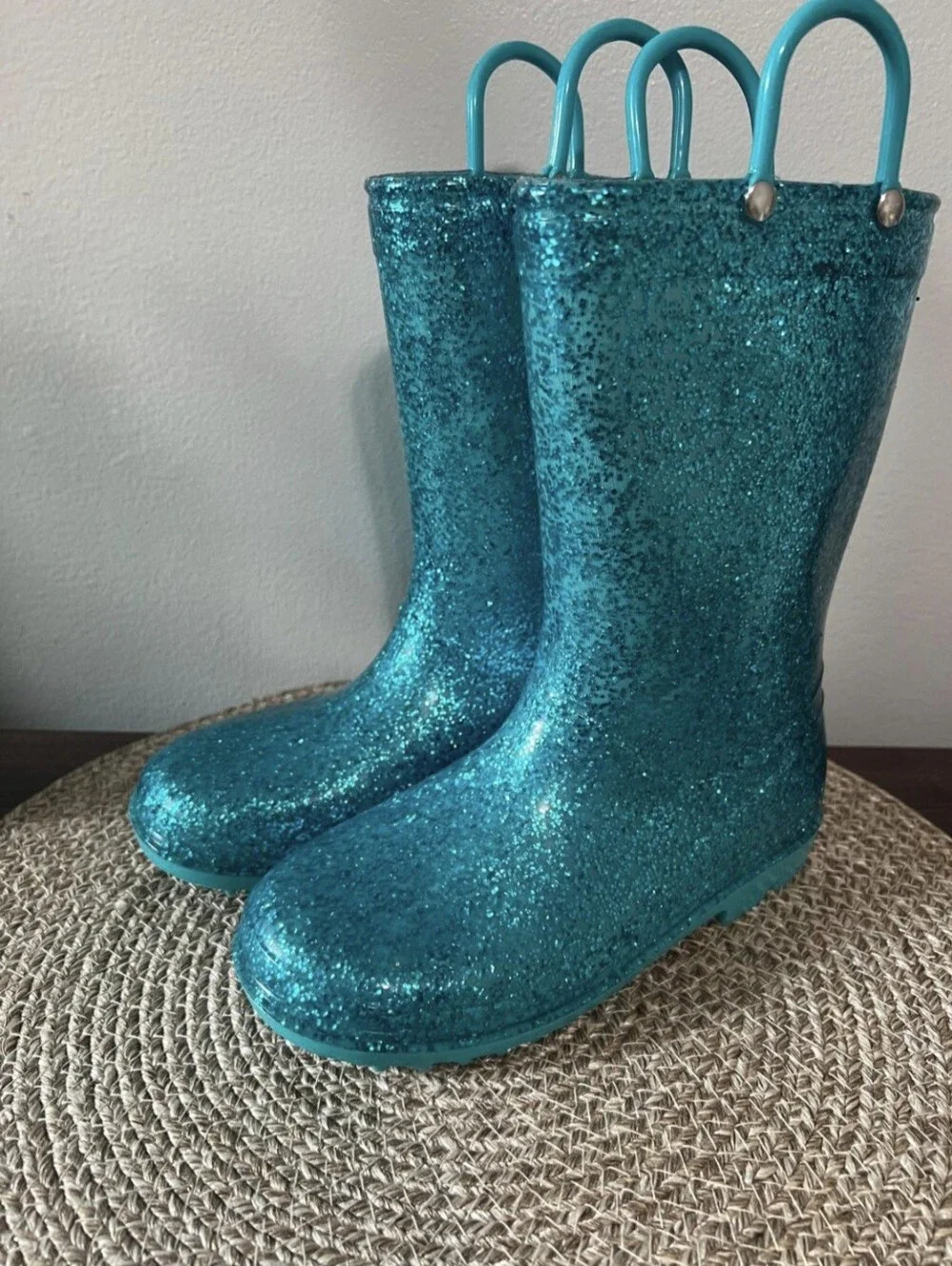Lily of New York Glitter Rain Boots – Turquoise (Size 1 US)